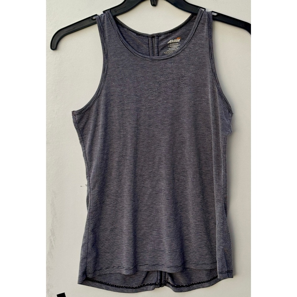Avia Womens Grey Striped Racerback Activewear Tank Top Mesh Back XS AVL18080